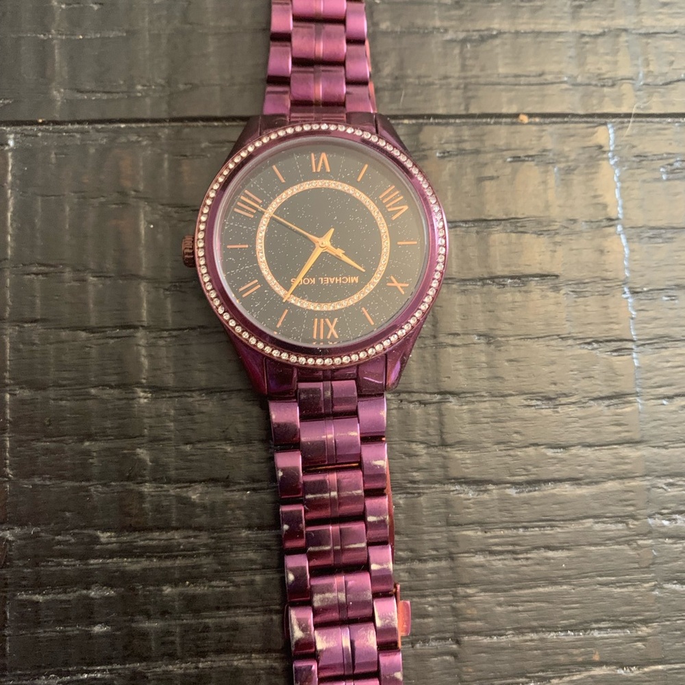 Michael Kors deep purple watch with jeweled face